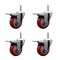 Service Caster 4 Inch Red Polyurethane Swivel 58 Inch Threaded Stem Caster Set with Total Lock Brake SCC-TSTTL20S414-PPUB-RED-58212-4 - alternate 1